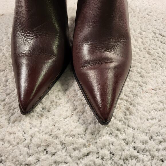 Schutz Mikki pointed-toe block-heel bootie in brown leather women's size 6.5B - Picture 4 of 7